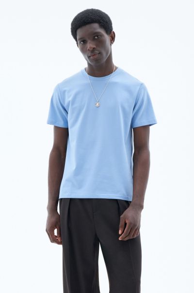 Katoenen T-Shirt Met Stretch Exclusief Heren T-Shirts Turquoise Filippa K