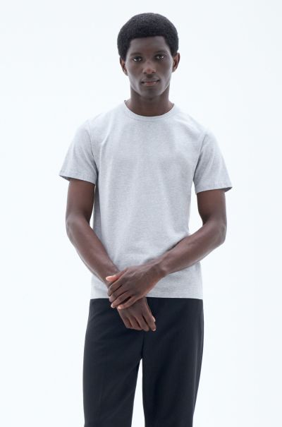 Filippa K Katoenen T-Shirt Met Stretch Light Grey Melange Opvallend T-Shirts Heren