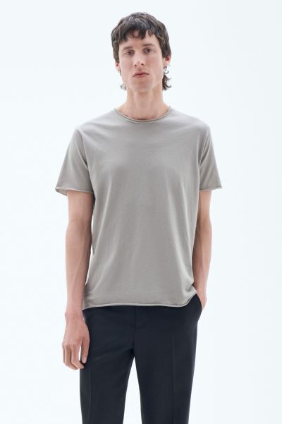 T-Shirt Met Opgerolde Hals Echt T-Shirts Heren Filippa K Oyster Grey