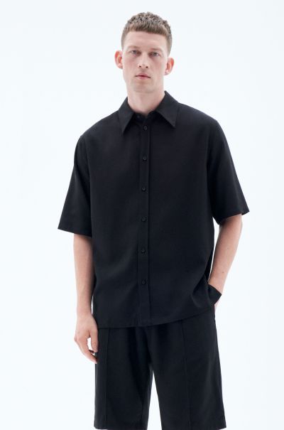 Filippa K Re:sourced Crepe Shirt Black Geavanceerd Overhemden Heren